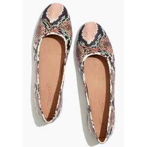 Madewell The Adelle Ballet Flat Snake Embossed Leather Muted Shell Multi Size 7